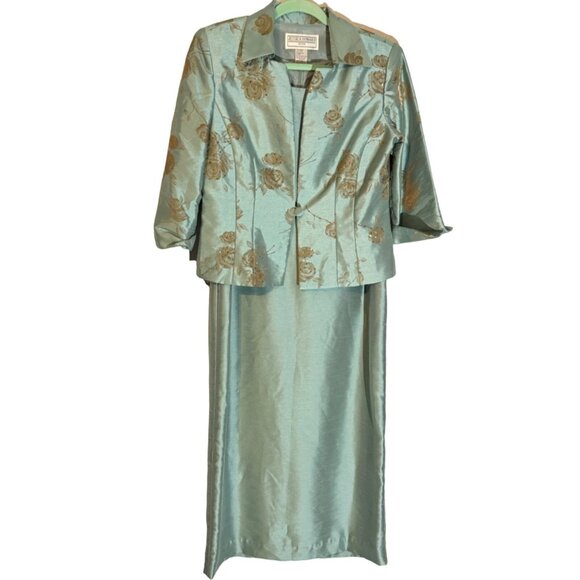 Jessica Howard Petite 2-Piece Set Floral Embellished Jacket & Skirt Size 10P - Picture 1 of 13